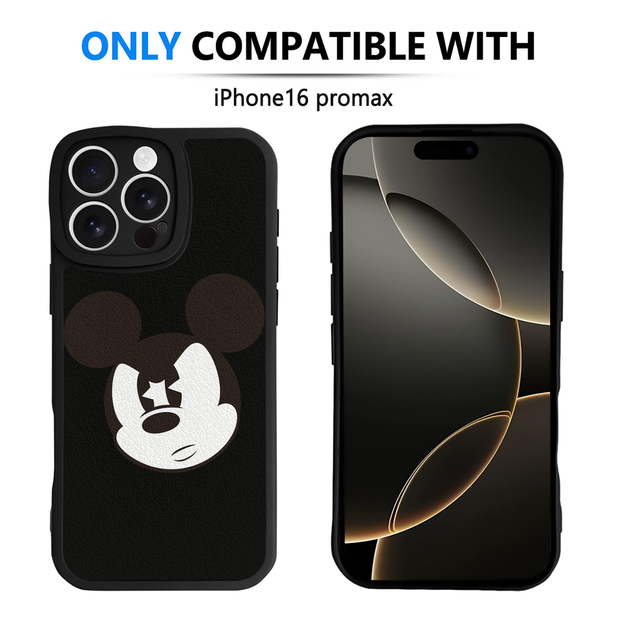 （画像用） ミッキーマウス Mickey Mouse 【iPhone 16シリーズ対応】シリコンスマホケース（レザー調） 材質：シリコン
